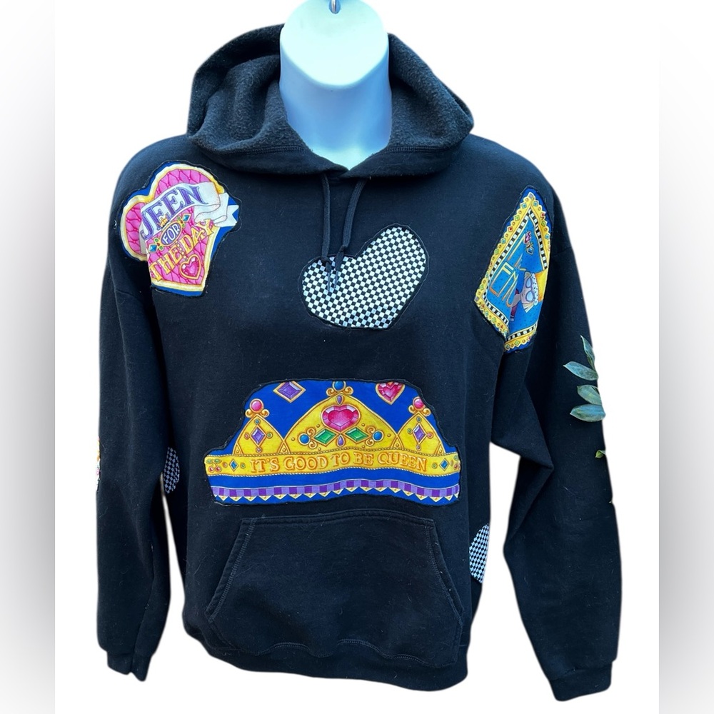 Mary Engelbreit Fabric Upcycled Womens Hoodie One Size Fits Most (S-2XL)